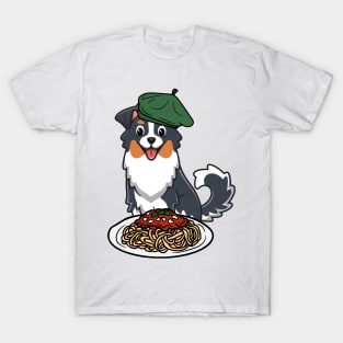 Cute Collie Dog is eating spaghetti T-Shirt